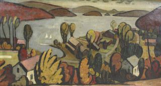 L.G. Signed Oil On Canvas Landscape.