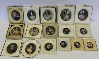 Grouping Of 16 Miniature Portraits.