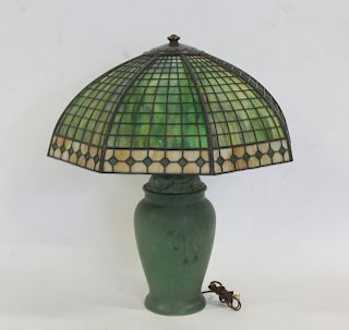 HANDEL. Table Lamp with a Signed Diamond Border