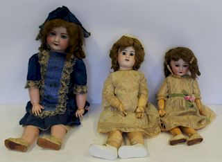 3 Antique Bisque Head Dolls Inc Jumeau