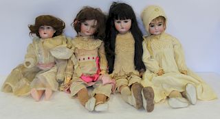 4 Antique German Bisque Head Dolls