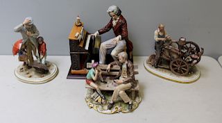 Capodimonte Porcelain Figurine Grouping of Three