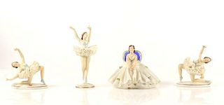 Group of 4 Dresden Lace Figurines, 3 Ballerinas