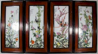 Set of "Four Seasons" Porcelain Plaques.