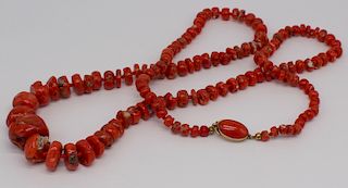 JEWELRY. Vintage Coral and Vermeil Silver Necklace