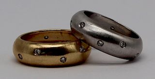 JEWELRY. (2) Italian 18kt Gold and Diamond Rings.