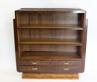 Art Deco 4 Drawer Open Front Bookcase / Cabinet