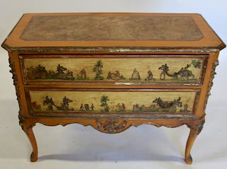 Antique Paint Decorated Continental Commode.