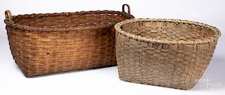 Two large split oak baskets