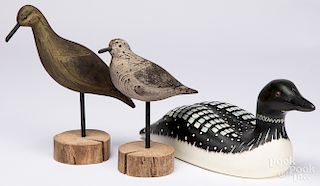 Three contemporary carved and painted decoys