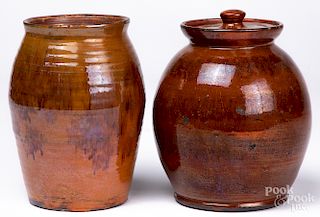 Two Shooner contemporary redware jars