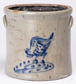 Cobalt decorated stoneware crock