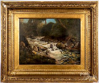 Oil on canvas river landscape