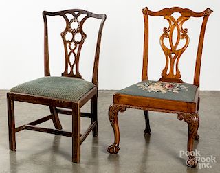 Two Georgian mahogany dining chairs