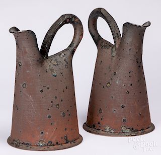 Anne Hirondelle pair of studio pottery ewers