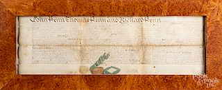 Thomas Penn signed deed on parchment