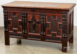 Pilgrim century style joined oak chest