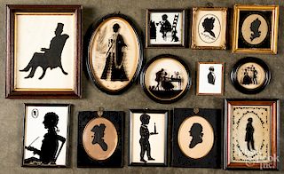 Collection of antique and repro silhouettes, etc.