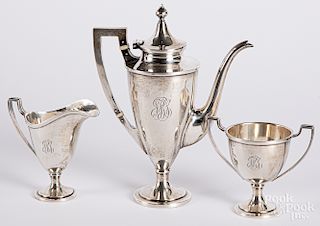 Three-piece sterling silver tea service