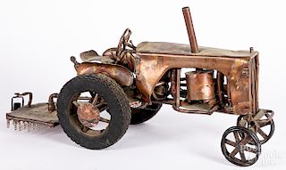 Folk art copper model tractor
