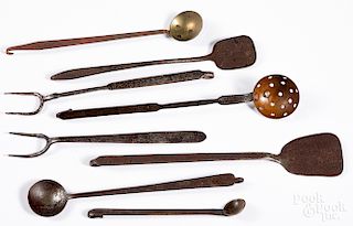Group of diminutive wrought iron utensils