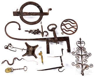 Wrought iron tools and fireplace accessories