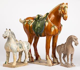 Three Chinese pottery horses