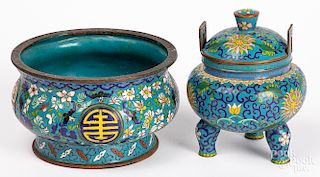 Two Chinese cloisonné censers