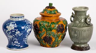 Two Chinese porcelain vases, etc.