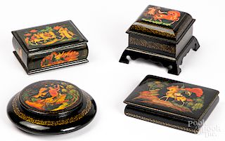 Four Russian lacquer boxes