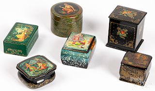 Six Russian lacquer boxes