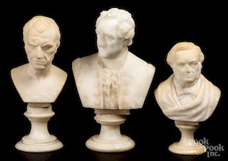Three carved marble busts