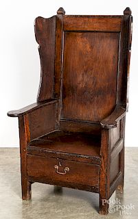 George I oak armchair with drawer