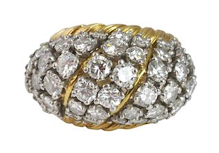 Ladies 18Kt Yellow Gold & Diamond Dome Ring