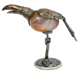 Sterling & Agate Toucan Figurine