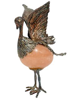 Sterling & Pink Agate Bird Figurine