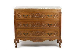 French Provincial Style Oak Three Drawer Commode