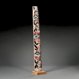 Northwest Coast Carved Wood Model Totem Pole