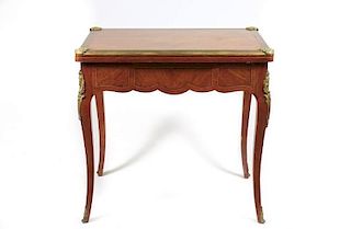 French Inlaid & Ormolu Mounted Flip Top Game Table