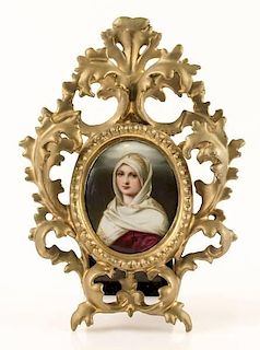 Miniature Portrait in Carved Giltwood Frame