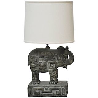 Bronzed Plaster Elephant Lamp