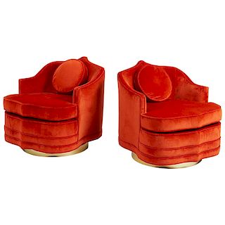 Moroccan Style Swivel Chairs on Brass Bases