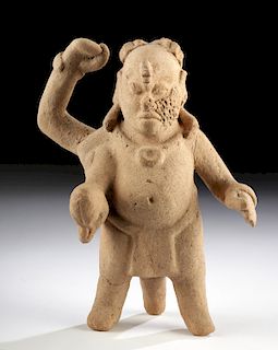 Maya Pottery Rattle of Whistling Figure w/ Bird