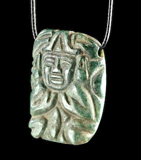 Maya Greenstone Figural Plaque Amulet