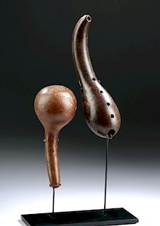 Paracas / Proto-Nazca Gourd Flute and Rattle