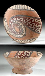 Pre-Columbian Cajamarca Polychrome Footed Bowl