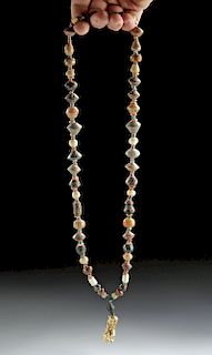 Inca Stone & Coral Necklace w/ Gold Idol Pendant