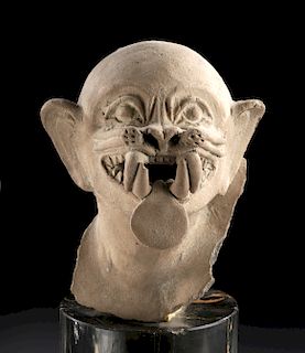 Exceptional Tumaco Pottery Feline Head