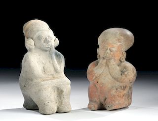 Lot of 2 La Tolita Pottery Seated Figures