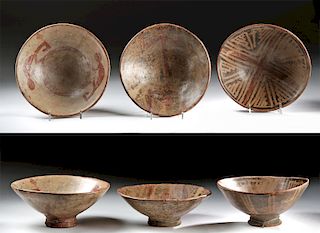 Lot of 3 Narino Pottery Bowls - Negative Resist Motifs